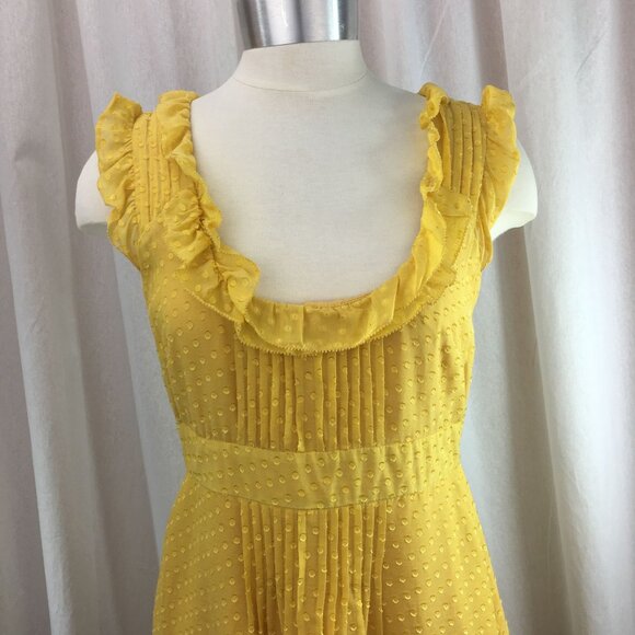 Anthropologie Moulinette Soeurs Behind the Clouds Yellow Swiss Dot Dress Size 4 - Picture 13 of 14
